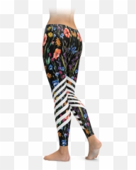 Spring Floral Racing Stripes Leggings U2013 Brave New Look - Sign Language Leggings Png,Racing Stripes Png