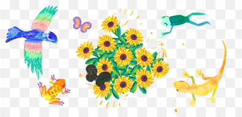 Graffiti Nature - Mountains and Valleys teamLab African Daisy png