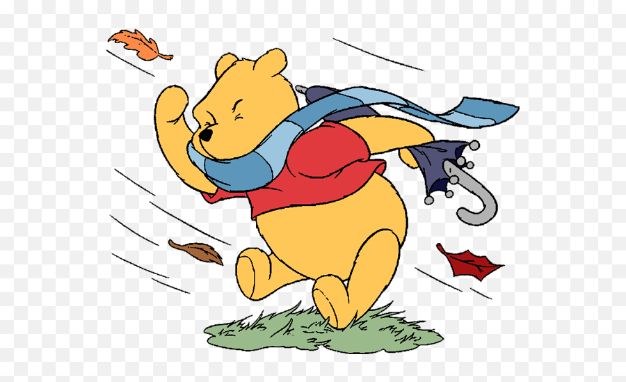 Autumnfall Season Clip Art Image - Windy Winnie The Pooh Winnie The Pooh Windy Day Png,Winnie The Pooh Png