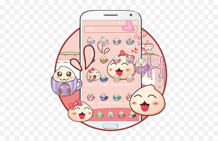Cartoon Lovely Peach Expression Theme U2013 Apps - Cartoon Lovely Peach Expression Png,Google Play Logo Transparent