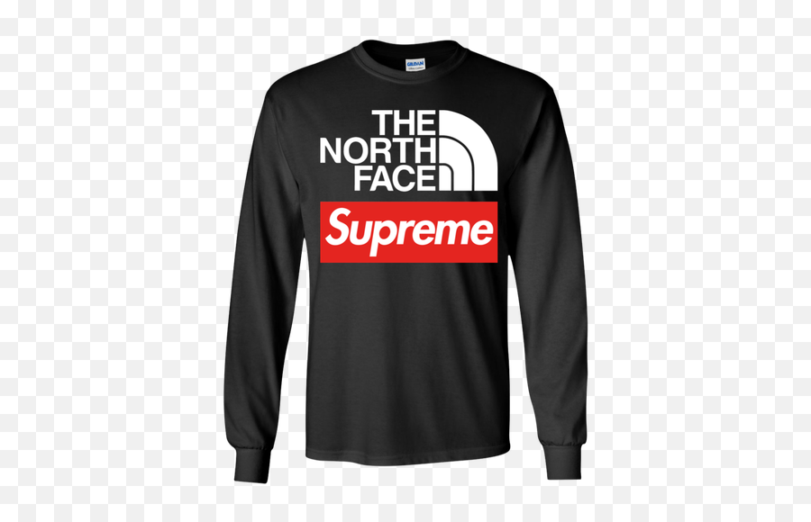 The North Face And Supreme Logo Funny T Shirt Youth Ls Png