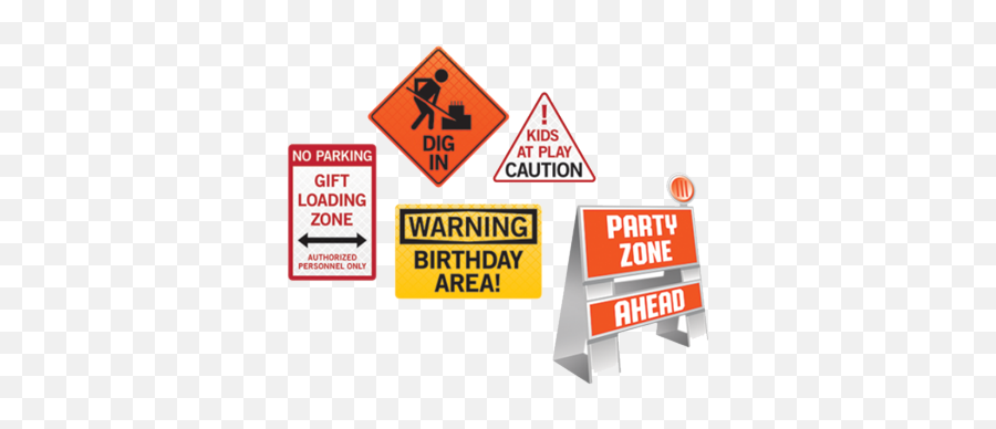 Big Dig Construction Party Signs X 5 - Just For Kids Construction Signs Party Kids Png,Construction Sign Png