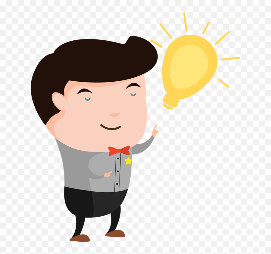 An Idea Light Bulb Over His Head - Cartoon Transparent Thinking Person Png,Idea Light Bulb Png