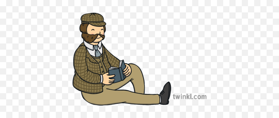 1850s Man Reading Illustration - Twinkl Sitting Png,Reading Png