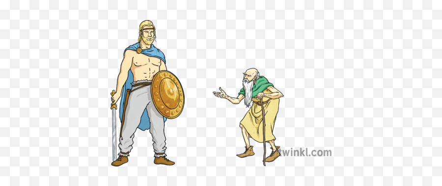 Fionn And Old Man Illustration - Twinkl Cartoon Png,Old Man Png