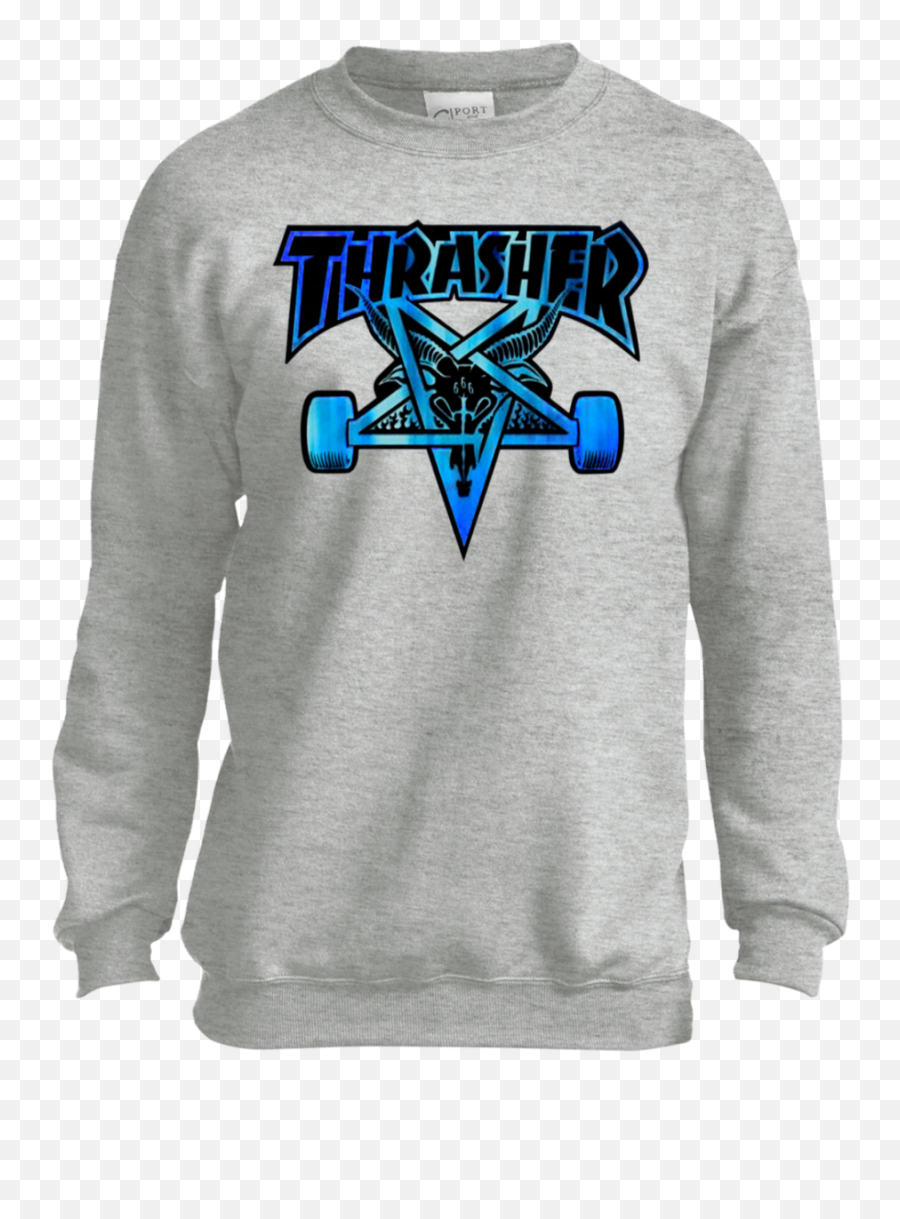 Thrasher Skateboard Fashion Youth Crewneck Sweatshirt - Crew Los Angeles Laker Grey Sweatshirt Png,Thrasher Png