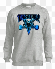 Thrasher Skateboard Fashion Youth Crewneck Sweatshirt - Crew Los Angeles Laker Grey Sweatshirt Png,Thrasher Png