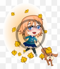 Girl Walking Dog - Dibujo De Niña Con Su Perro Png,Girl Walking Png
