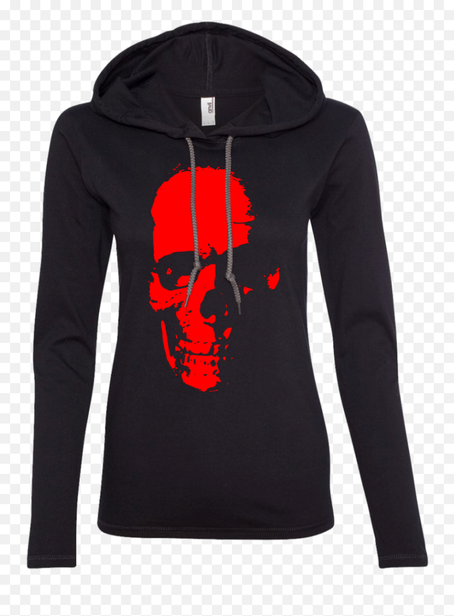 Red Skull Ladiesu0027 Hooded Long Sleeve Png