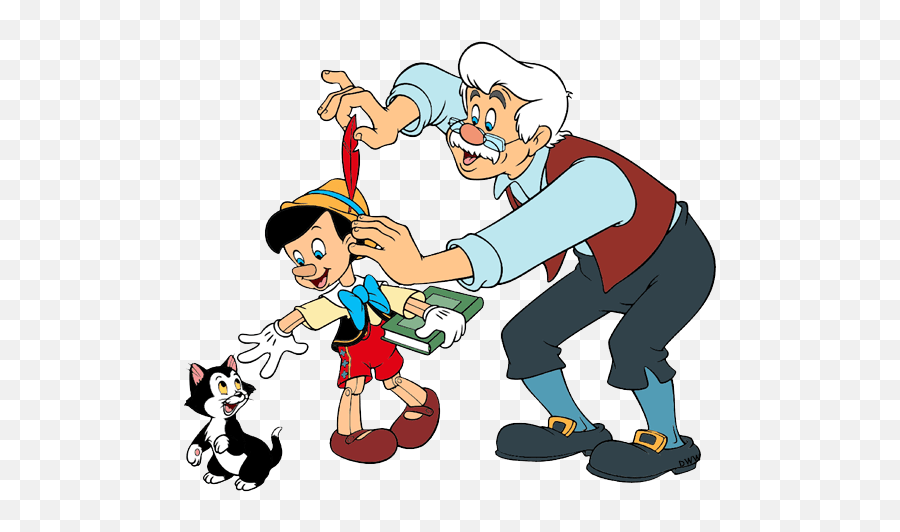 Pinocchio Gepetto And Figaro - Pinocchio And Geppetto Clipart Png,Pinocchio Png.