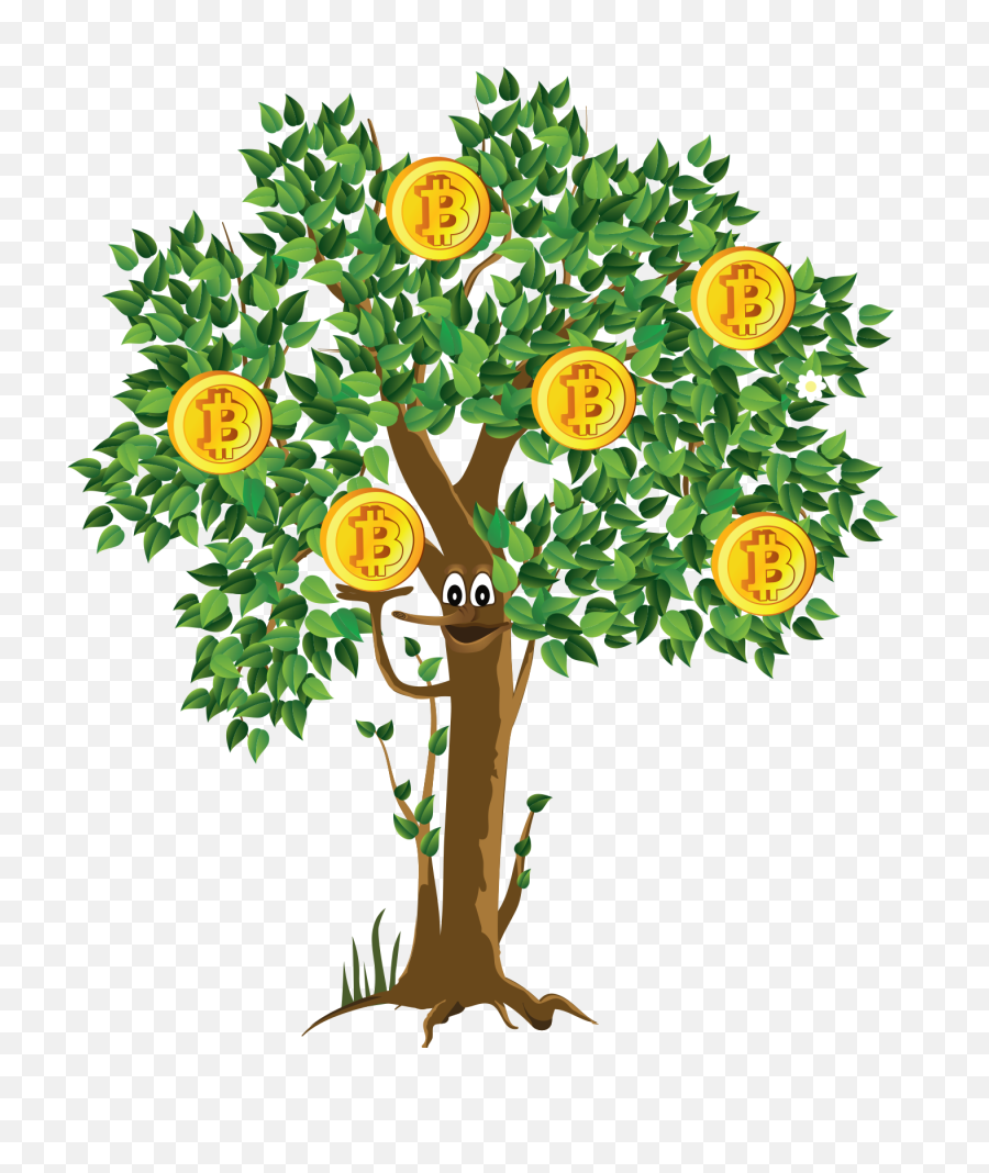 Faucet Exchange Money Tree Bitcoin Cryptocurrency Clipart - Money Tree Clip Art Png,Dogecoin Png