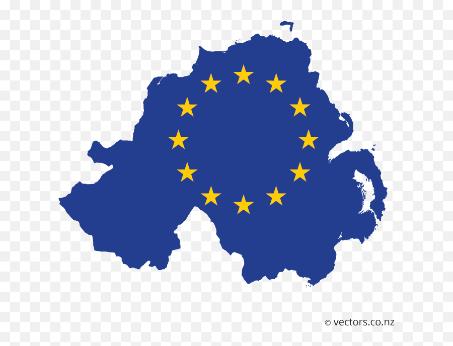Eu Flag Vector Map Of Northern Ireland - Northern Ireland Map Png,Ireland Flag Png