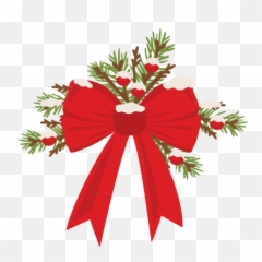 Christmas Bow Pine Branch Berry Snow Svg Cuts Scrapbook - For Holiday png