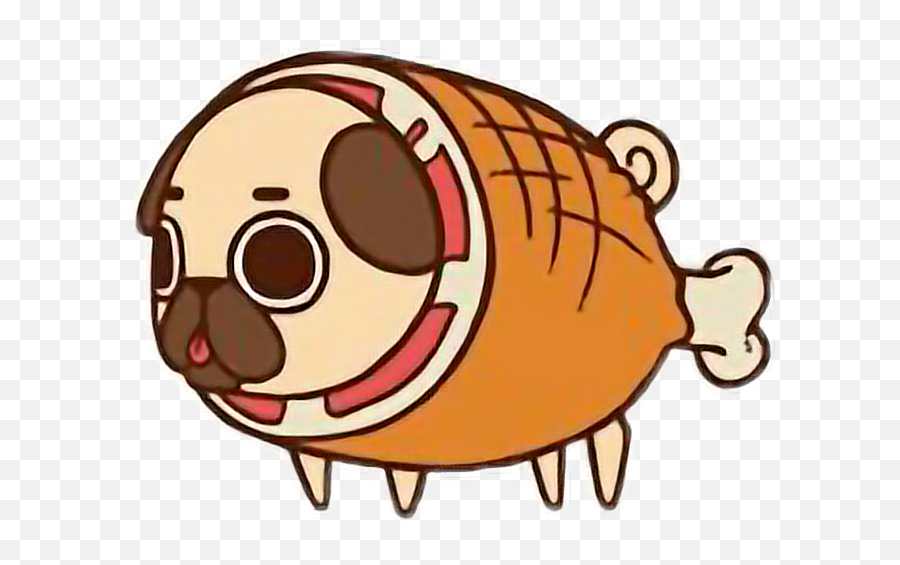 Cute Kawaii Pug Chibi Food Hamfreetoedit - Puglie Pug Pug Kawaii Png,Pug Transparent