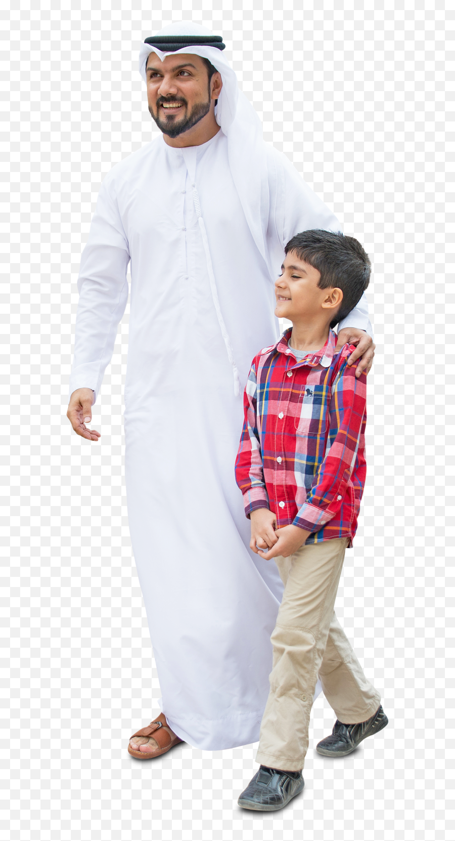 Download Arab Dad And Son Walking In - Arab People Png,Family Walking Png
