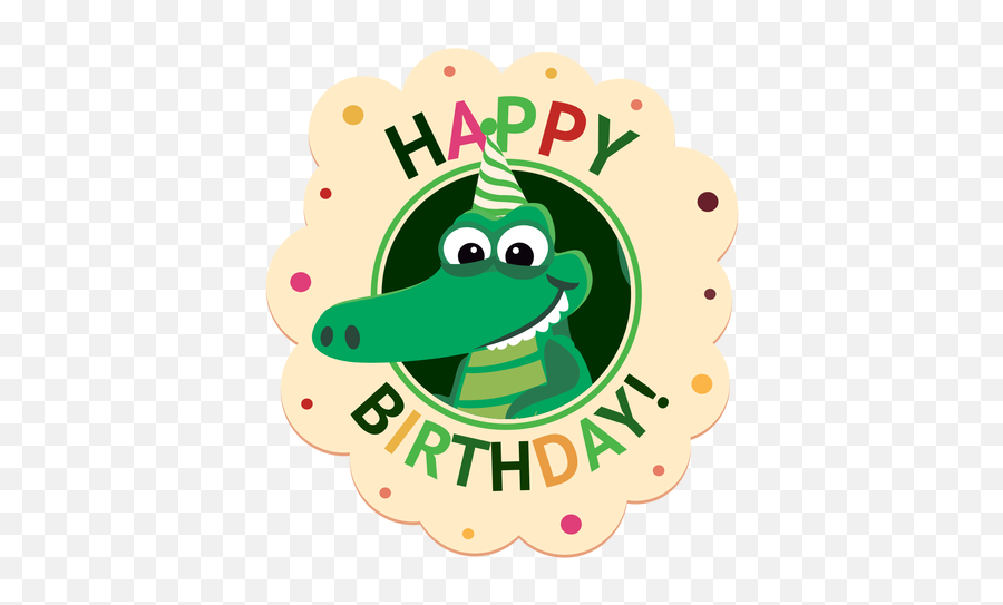 Happy Birthday Crocodile Cap Badge Sticker Illustration - Cartoon Png,Birthday Hat Transparent Background