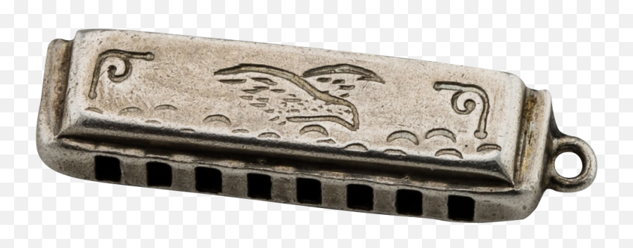 Vintage Sterling Harmonica Charm Works Harmonicas Guitar - Harmonica Png,Harmonica Png