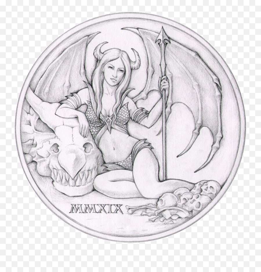 Temptation Of The Succubus Bu Finish By Pheli Mint Oz Fine Silver Round Sketch Png