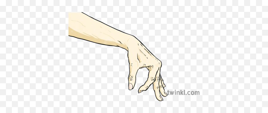 Old Woman Hand Holding Object Between Forefinger And Thumb - Old Woman Hand Illustration Png,Woman Hand Png