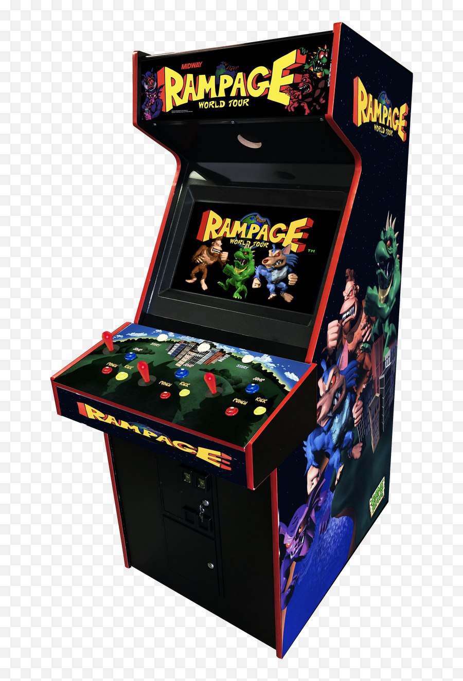 Rampage World Tour Arcade Video Game - Mortal Kombat 2 Arcade Machine Png,Arcade Cabinet Png