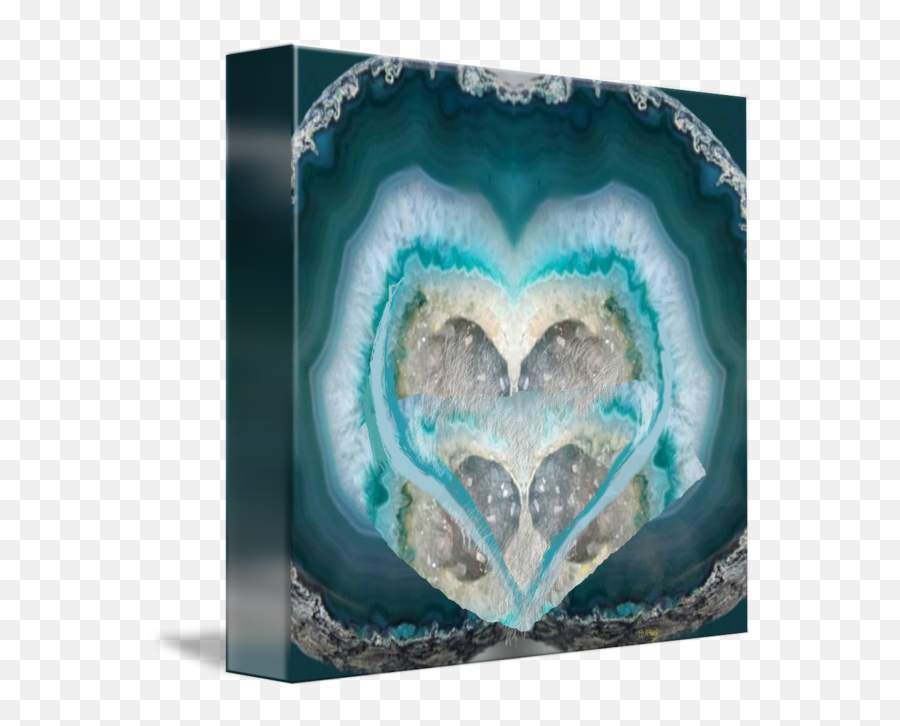 Rock And Blue Heart Geode By Mary Rucker - Lovely Png,Geode Png