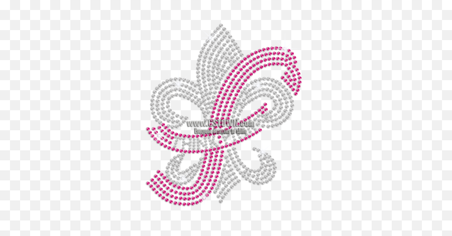 Pink Ribbon U0026 Crystal Fleur De Lis Hotfix Rhinestone - Illustration Png,Fleur De Lis Png