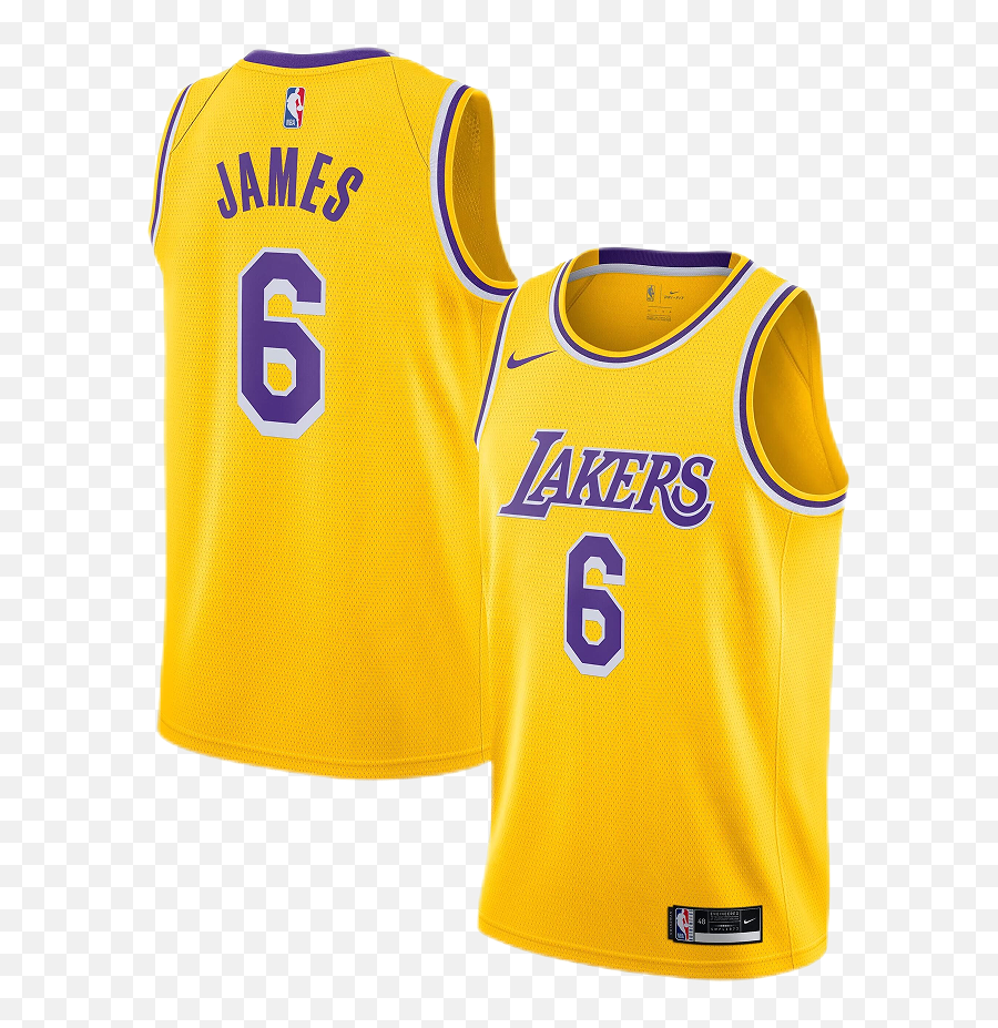 Los Angeles Lakers Lebron James 6 Nike Gold Swingman Nba Jersey - Icon Edition Los Angeles Lakers Lebron James Jersey 6 Lakers Png,Los Angeles Icon