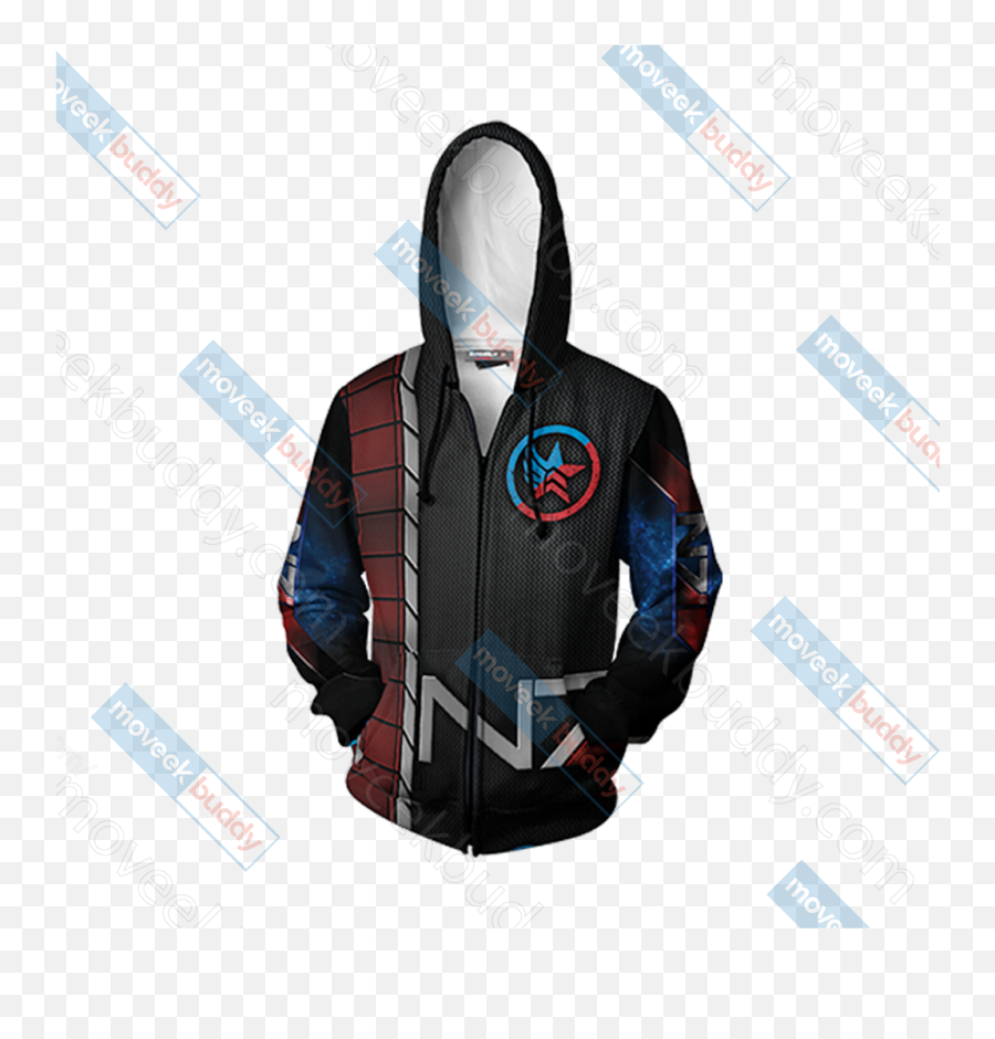 Mass Effect - Paragon Renegade N7 Unisex Zip Up Hoodie Jacket Hoodie Png,Mass Effect Logo