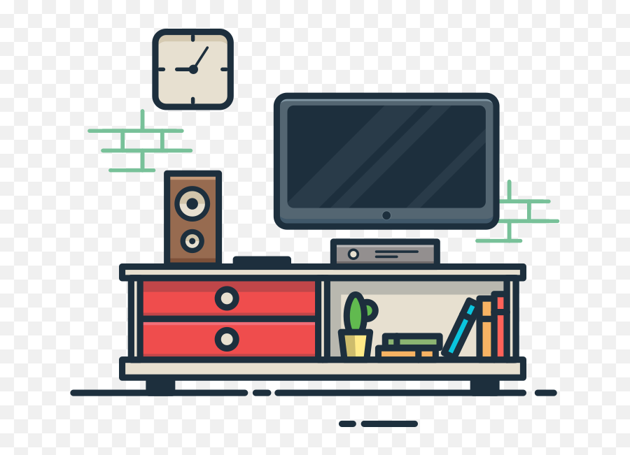 Tv Room Illustration In Png Svg Set Table Icon