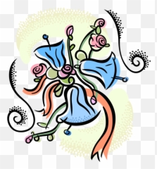 Download Vector Illustration Of Wedding Bells With Rose - png