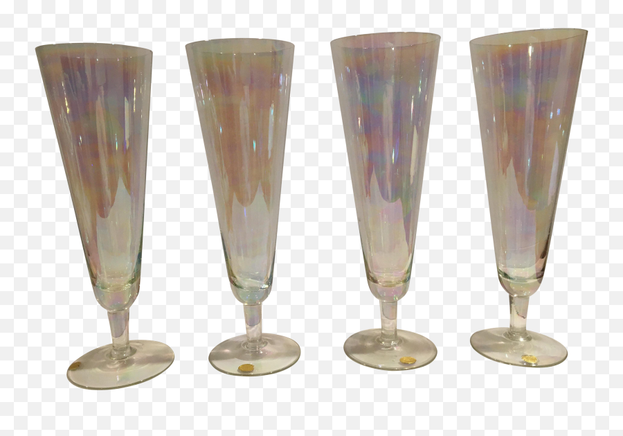 1960s Mid Century Modern Iridescent Champagne Flute Glasses Made In Bulgaria - Set Of 4 Champagne Stemware Png,Champagne Flute Png