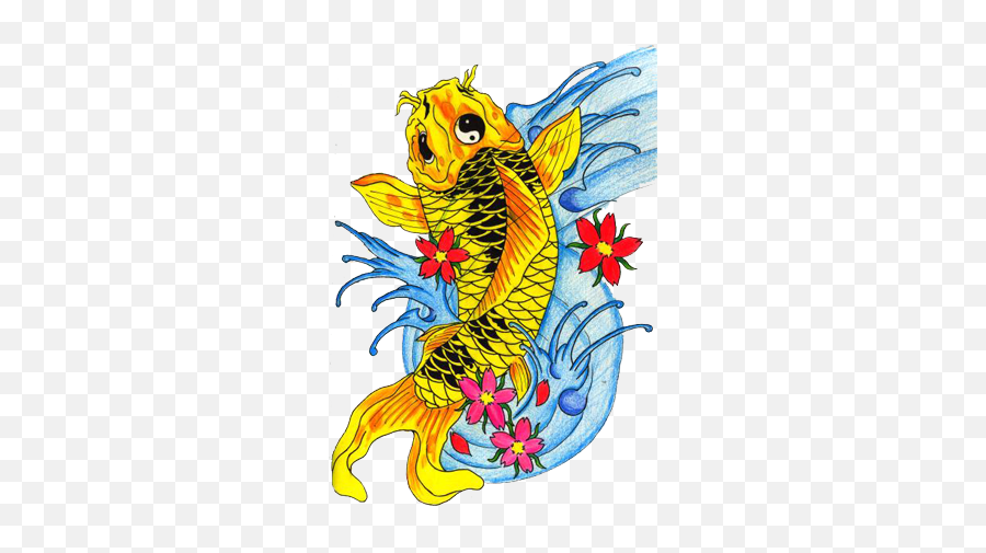 Koi Fish Tattoo Transparent Png - Cartoon,Koi Fish Png