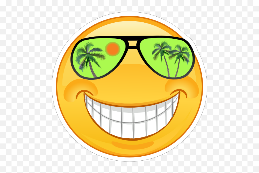 Crazy Cool Green Sunglasses Smiling Emoji Sticker - Sunglasses Emoji Stickers Png,Sunglasses Emoji Png