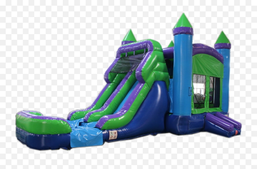 28u0027 Green N Purple Bounce House Wet Or Dry Water Slide Combo - Inflatable Castle Png,Bounce House Png