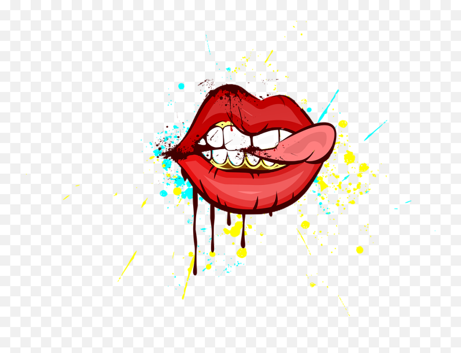 Design Teeth Mural Painting - Lips With Tongue Sticking Out Logo Png,Lip Png