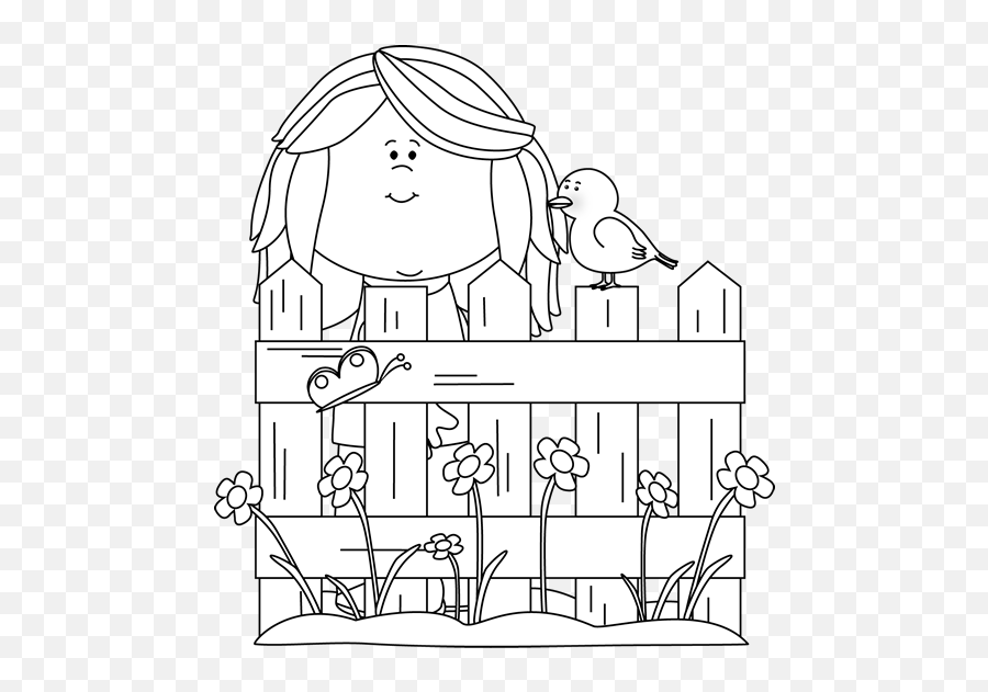 Spring Clip Art - Spring Images Girl Bird Clipart Black And White Png,Spring Clipart Png