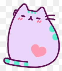 Purple Pusheen Cat Kawaii Adorable - png