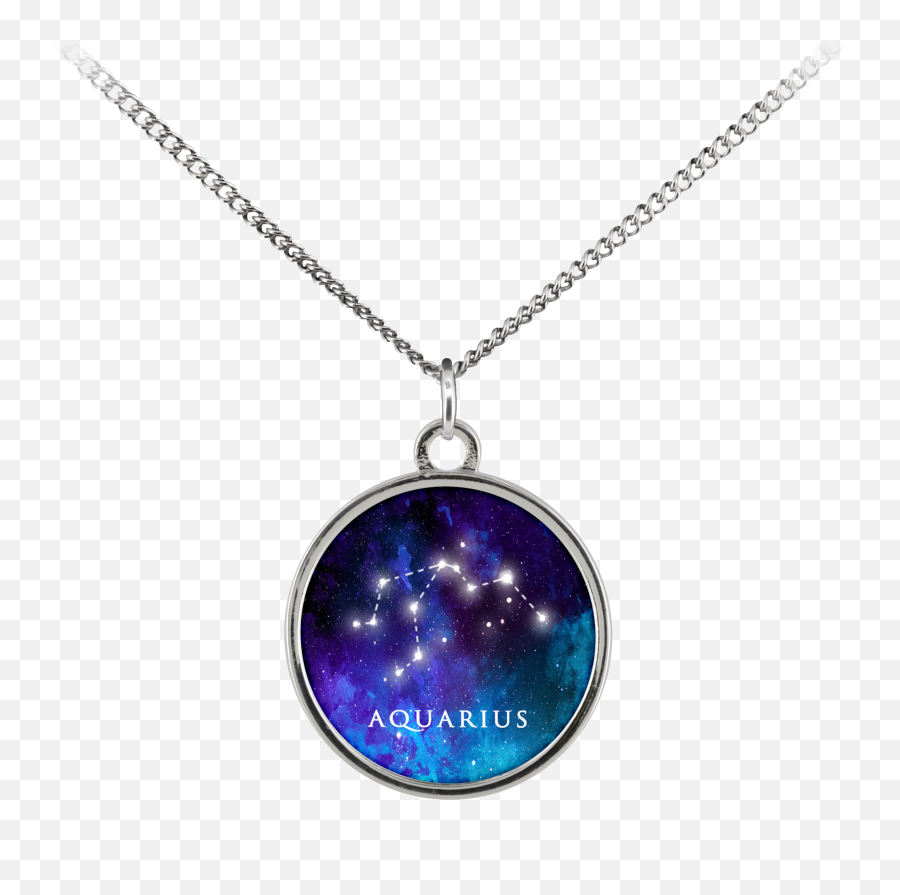 Aquarius Zodiac Sign Starry Night Blue Silver Plated And Crystal Charm Necklace - Baby Yoda Necklace Png,Starry Night Png