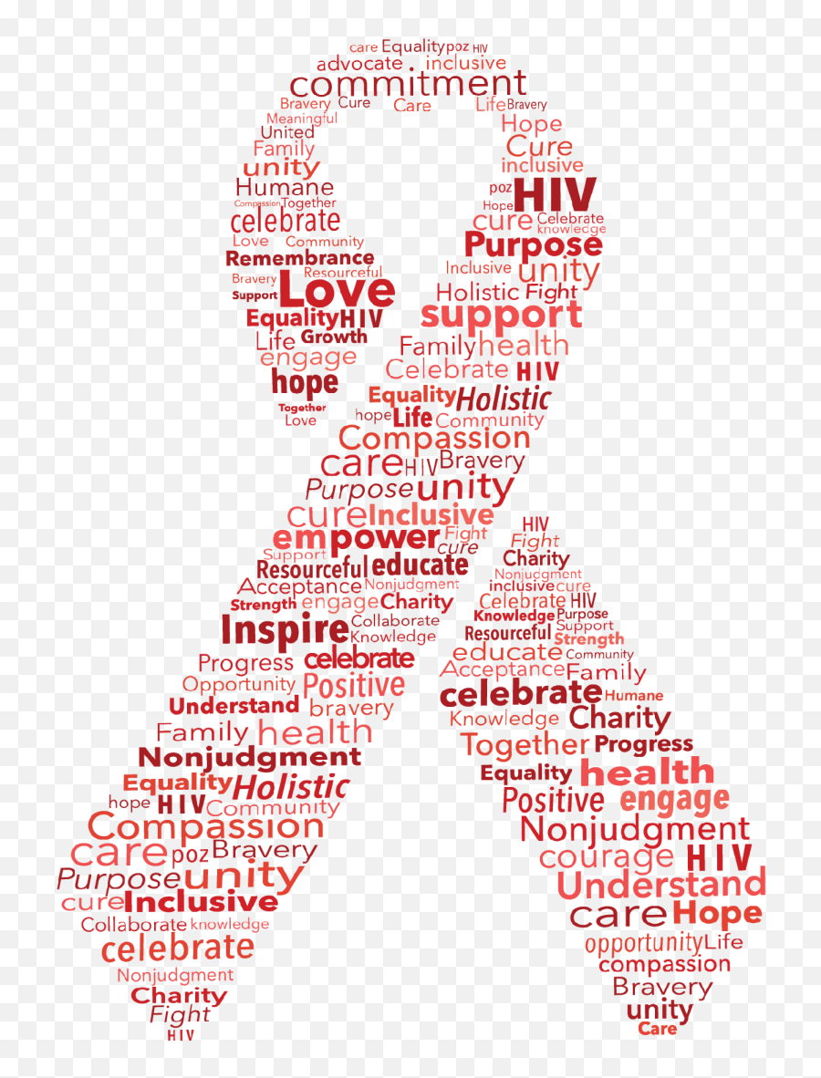 Download Red Ribbon Word Cloud - Red Ribbon Png Hiv Png Red Hiv Ribbon Png,Red Ribbon Png