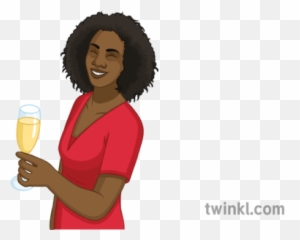 Woman With Champagne Glass French People Party Toast - Wine png