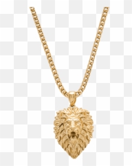 Lion Necklace - Gold Diamond Silver Chain Png