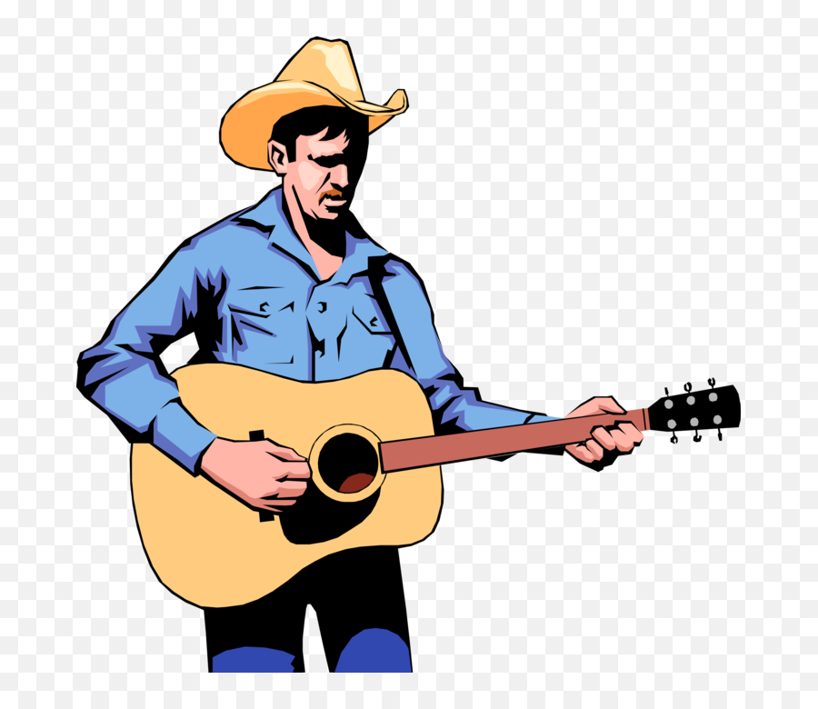 Cowboy Guitar Player Royalty Free Vector Clip Art - Cowboy Playing Guitar Vector Png,Country Music Png
