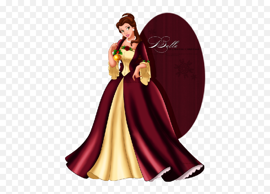 Princess Belle Cartoon Clipart Png - Beauty And The Beast Belle Christmas Dress,Disney Princess Png