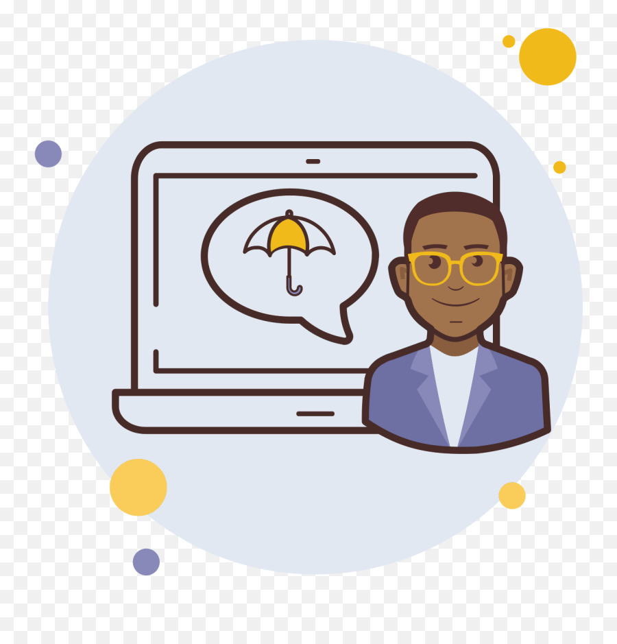 Man Laptop Sun Umbrella Icon - Laptop Full Size Png Circle Bubble Phone Icon,Umbrella Icon