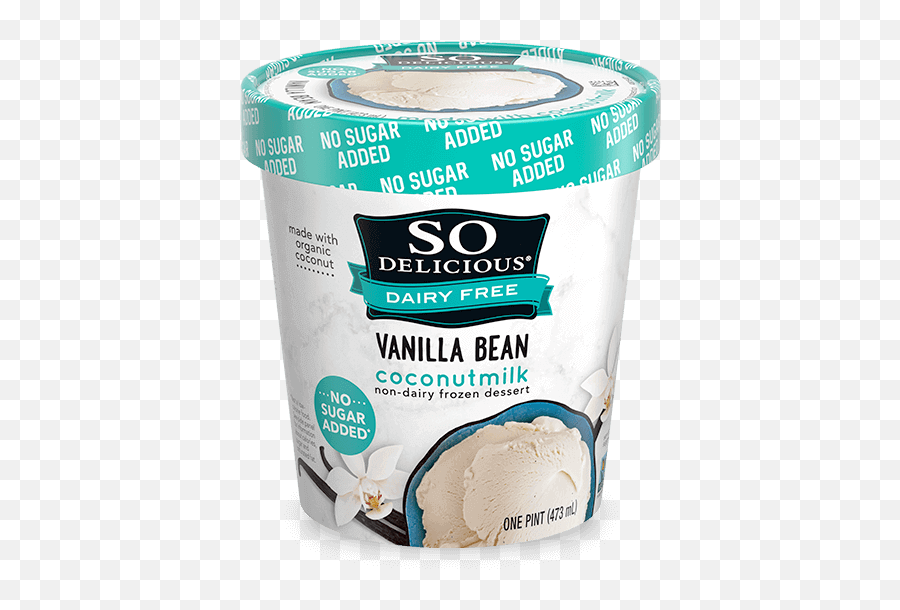 No Sugar Added Vanilla Bean Coconutmilk Frozen Dessert So - So Delicious Coconut Ice Cream Png,Black And White Icon Ice Cream Pint