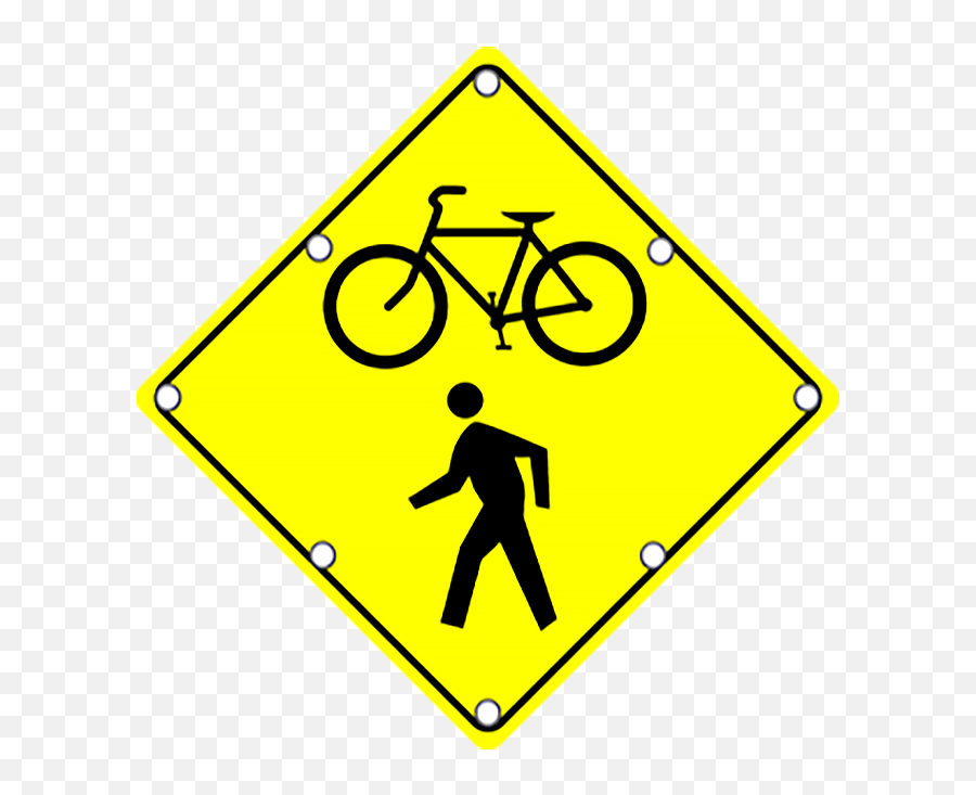 Ts40 Bike And Pedestrian Crossing Flashing Led Edge Lit Sign - Bike Pedestrian Sign Png,Crosswalk Icon