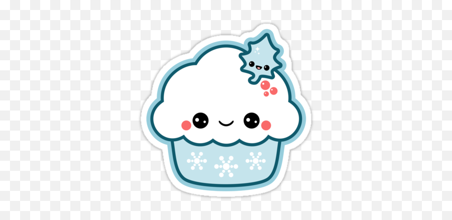 Super Cute Vinyl Christmas Stickers With Blue Snowflake - Cute Christmas Cupcake Cartoon Png,Cute Stickers Png