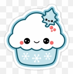 Super Cute Vinyl Christmas Stickers With Blue Snowflake - Cute Christmas Cupcake Cartoon Png,Cute Stickers Png