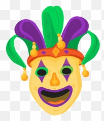 Mask Clown Buffoon Jester Flat - Free Mardi Gras Clown Png,Jester Png