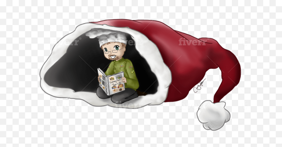 Draw You In A Giant Santa Hat - Cartoon Png,Cartoon Santa Hat Png